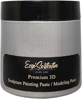 3D Sculpture Painting Paste|Texture Paste|Decorative Plaster|Ready to Use|Unique Colors|Ideal for Artwork|Stencil|Flowers|Texture|Art Relief| 6 oz (Metallic Silver)