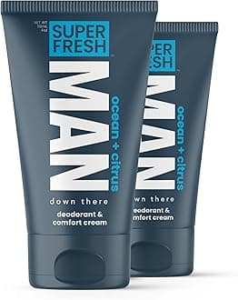 Super & Fresh Co. Man Parts Ball Deodorant Lotion for Men - Hygiene Cream for Groin, Butt, Body - Control Odor and Stay Comfortable - Aluminum Free - 4 oz Tube (2PK)