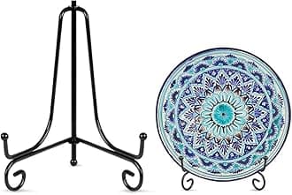 Plate Stands for Display, Plate Holder Display Stand, Picture Frame Stand Metal Frame Holder Stands for Book,Small Easel,Decorative Plate,Photo and Platter,Tabletop Art Black 4 Inch