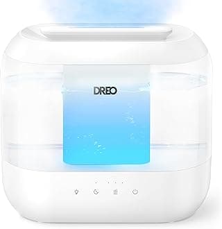 DREO Humidifier for Bedroom Baby, 4L Cool Mist Supersized Humidifiers for Home, 28 dB Quiet Air Humidifier for Room, Oil Diffuser, 36H Runtime, Night Light, Top-Fill, Easy to Clean & Fill, White