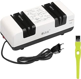 Eacam Professional Electric Knife Sharpener Multifunctional Automatic Cut Sharpeners with 15-Degree Bevel Crude and Fine Grooves for Straight Serrated Knives Scissors Kitchen Cutter Grinder