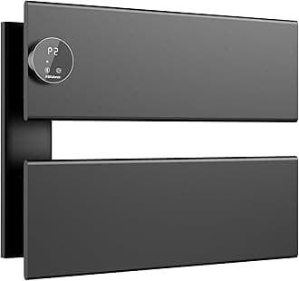 K&KALONZO Electric Towel Warmer, 18.35" W x 14.6" H Wall-Mounted Towel Heater with Built-in Timer, Waterproof Aluminum Towel Warmer for Bathroom, Support Plug-in and Hardwired, Black, K2-L-B