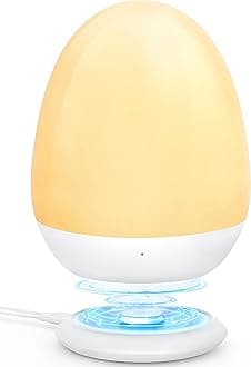 MediAcous Night Lights for Kids Room, Egg Light for Nursery with Stable Charging Pad, Dimmable Baby Night Light with 1H Timer & Touch Control, ABS+PC LED Egg Night Light for Breastfeeding, Up to 200H