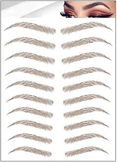 9 Pairs 6D - Natural Brown Eyebrow Tattoo, Long Lasting Up to 4 Days, Waterproof Eyebrow Temporary Tattoo Sticker - 1 Sheet