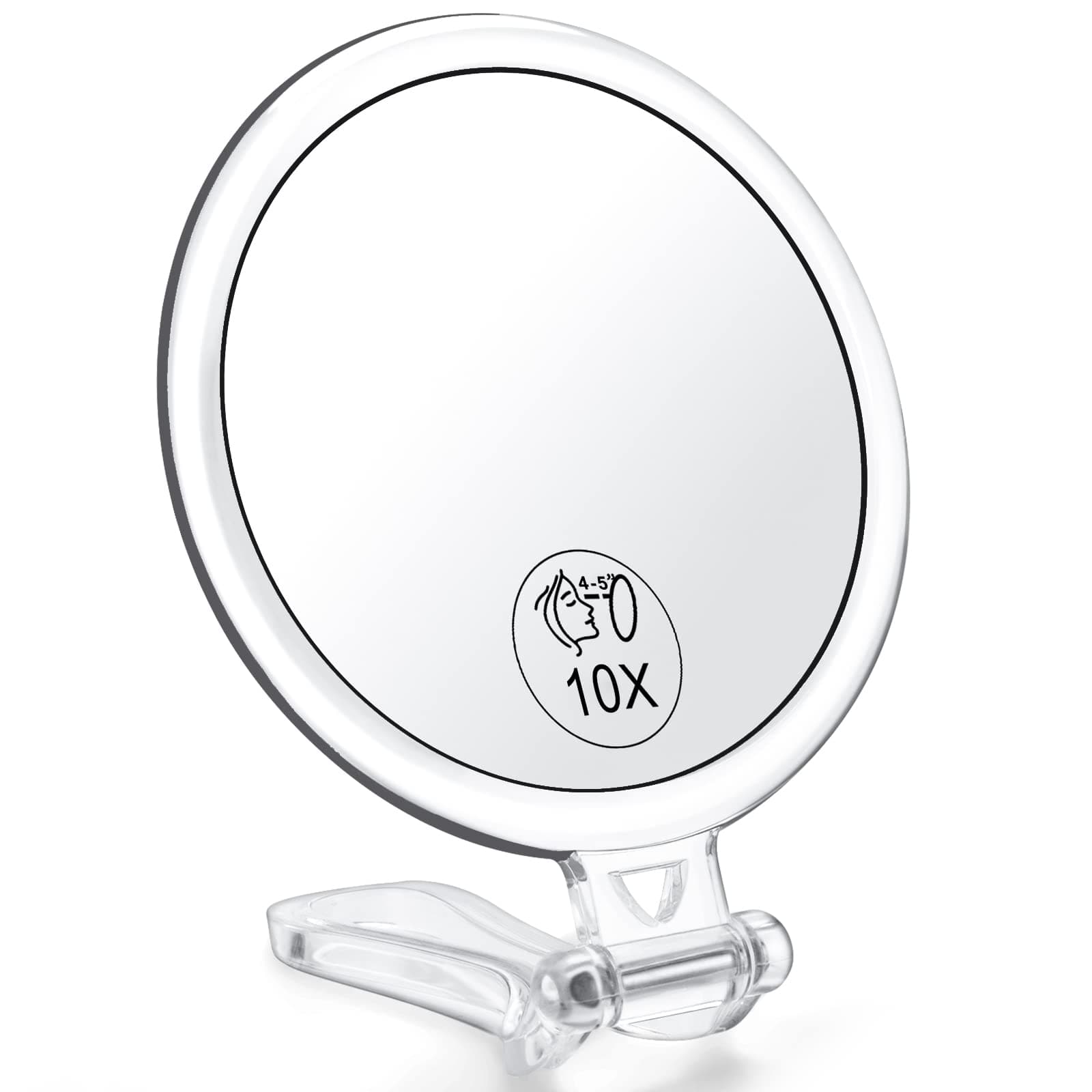 10x Magnifying Handheld Mirror, 2-Sided with Adjustable Stand, Foldable and Portable, Suitable for Makeup, Shaving, Deep Cleaning