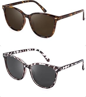 FIMILU 2 Packs Sunglasses for Women Polarized UV400 Protection Lens Big Frame Fashion Glasses Trendy Stylish Shade