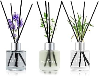3 Pack Fragrance Reed Diffuser, 50ML Lavender Jasmine Lemongrass Aromatherapy Diffuser Set with 12 Black Fiber Sticks,Air Freshener for Bedroom Bathroom Office, 8.2X 6.6X 2.1 inch