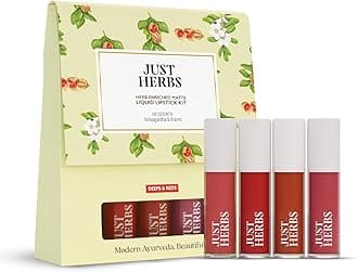 Just Herbs Herb Enriched Matte Liquid Lipstick | Set of 4 | Ayurvedic Lipstick for Women | Hydrating & Lightweight | Long Lasting (Deeps and Reds)