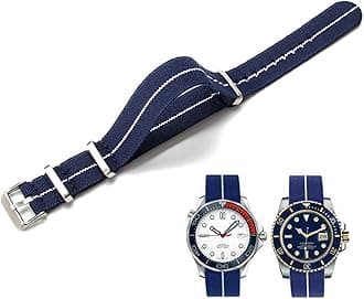 Elastic Nylon Watch Strap 18mm 20mm 22mm Military NATO Style One-Piece Military Nylon Parachute Watch Band Replacement Band Strap Elastic Nylon Watchbands for Men Women