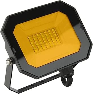 50W Amber LED Slimline Floodlight, Waterproof Outdoor Light, IP65 Rated Focus Light for Medium Gardens & Commercial Effect Lighting, Energy-Efficient A+, 400W Equivalent with 120-Degree Beam Angle