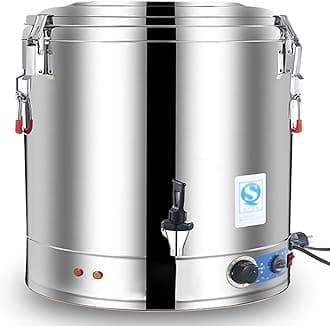 Commercial Large Capacity Catering Urn, 40L/50L/60L/70L Hot Water Boiler Dispenser, Stainless Steel, 30-110°C Temperature Control for Cafe, Office, Home,40L