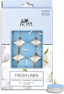 (Fresh Linen) Scented Tealight Candles| Pack of 15| Long Burning Tealight Scented Candles for Home, Office & Gifting - 2.5 hrs to 3 hrs Burn Time