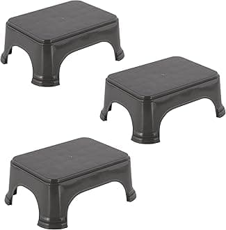 Kuber Industries Pack of 3 Durable Bathroom Stool for Bathing | Comfortable Indoor Machiya for Sitting | Senior Citizens Bath Stool & Adults Patla Chair for Home | Plain P6 - Grey