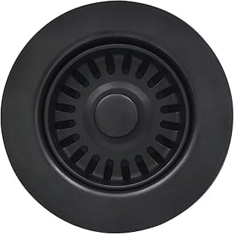 3-1/2 Inch Polymer Black Sink Drain Assembly with Basket Strainer and Stopper for Quartz, Granite or Fireclay Kitchen Sinks