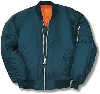 MA1 BOMBER JACKET WITH HEAVY BRASS ZIP (XL, PETROL BLUE)