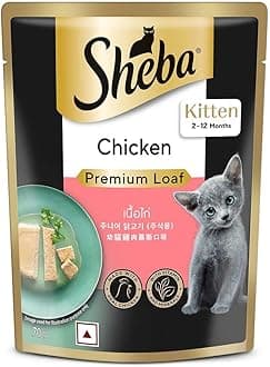Fine Premium Kitten (2-12 months) Wet Cat Food, Chicken Premium Loaf, 70 g Pouch, High-moisture gravy kitten cat food for healthy hydration