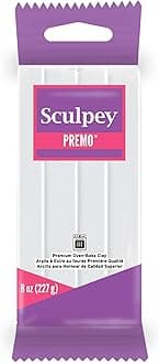 Sculpey Premo Polymer Oven-Bake Clay, White, Non Toxic, 8 oz. bar, Great for jewelry making, holiday, DIY, mixed media and home décor projects. Premium clay Great for clayers and artists.