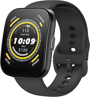 Amazfit Bip 5 Smart Watch with 1.91''Ultra Large Screen, Bluetooth Calling, Alexa Built-in, GPS Tracking, 10-Day Battery Life, Health Fitness Tracker with Heart Rate, Blood Oxygen Monitoring (Black)
