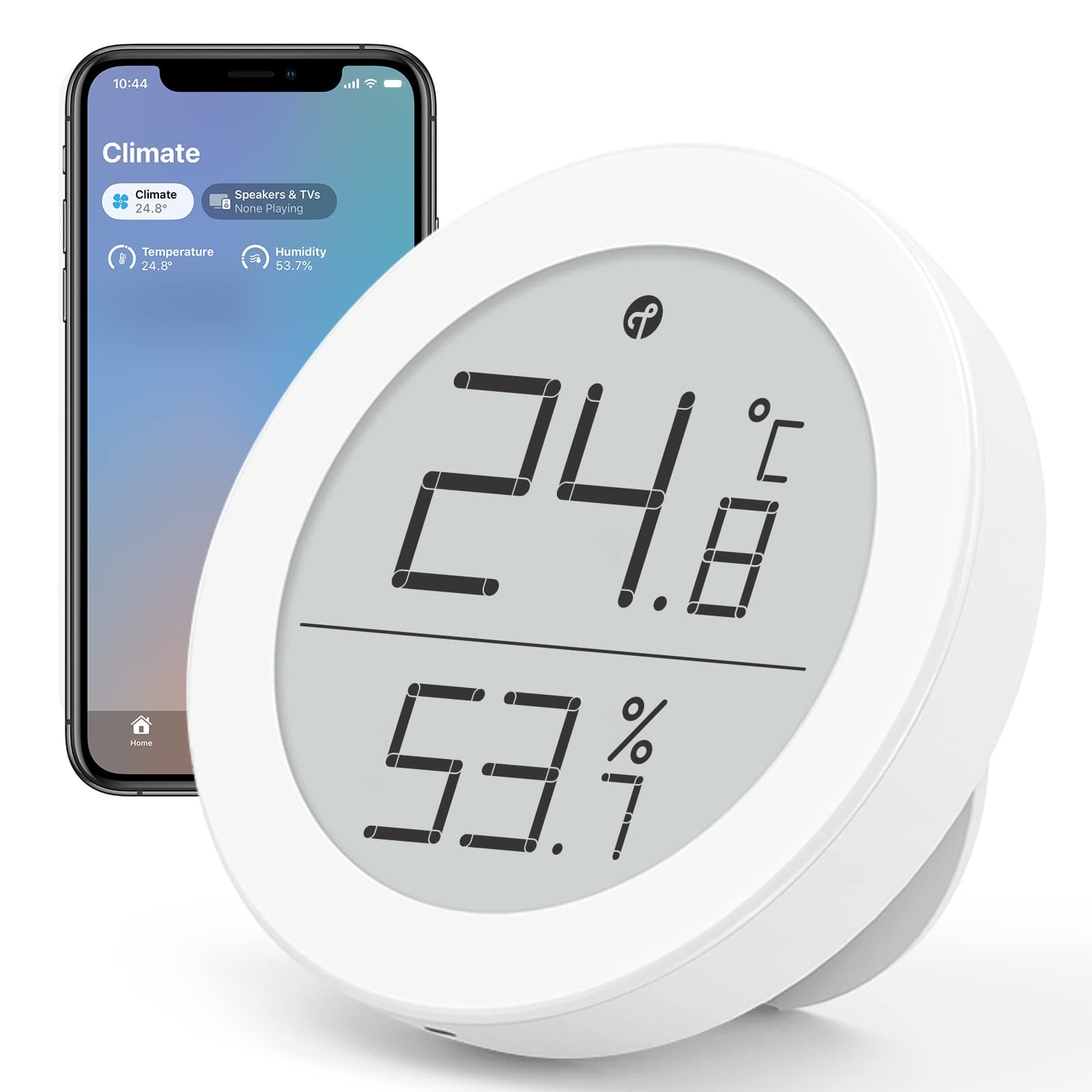 Qingping Thermometer/Hygrometer T version, Compatible with Apple HomeKit platform, Supports 2 types of wireless connection methods, Thread and Bluetooth, with electronic paper display, can accurately