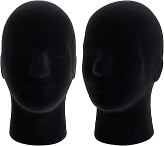 Hedume 2 Pack Mannequin Head Stand Model, Foam Black Velvet Male Wigs Display Model, Mannequin Manikin Head for Wig, Hat, Glasses