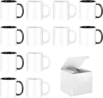 Sublimation Mugs 11 oz Set of 12 Bulk Coffee Mugs with Box Sublimation Cups Tazas Para Sublimar Coffee Cups 6 White and 6 Black