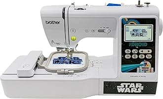 Brother Sewing and Embroidery Machine, 4 Star Wars Faceplates, 10 Downloadable Star Wars Designs, 80 Designs, 103 Built-In Stitches, 4" x 4" Hoop Area, 3.2" Touchscreen, 7 Included Feet