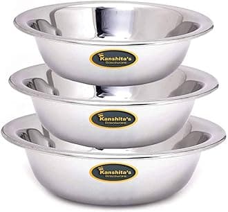 Kanshita's Rasoiware Premium Stainless Steel Multipurpose Basin Bowl (Made in India) (SET of 3)