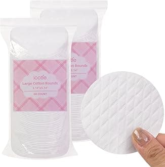 Extra Large Cotton Rounds, Diameter 3.14", 100% Pure Cotton Pads, Soft and Lint-Free, for Removing Makeup, Nail Polish, and Cleansing Face, 120 Count