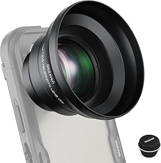 HD 65mm Telephoto Phone Camera Lens with Lens Hood Only for 17mm Thread Lens Backplate Cell Phone Cage Case, 1.7X Zoom Lens Attachment Compatible with iPhone 16 15 S25 S24 Ultra Android, LS-66