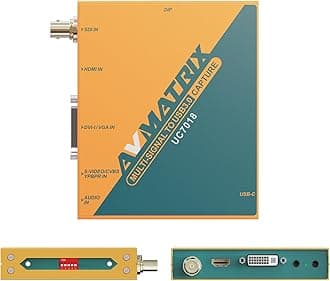 UC7018 USB 3.0 Multi-Input Capture Card – SDI, HDMI, VGA, DVI, CVBS to USB for Live Streaming, Security Cameras & Teaching – 1080p60 Plug and Play with OBS, Zoom, Windows/Mac/Linux
