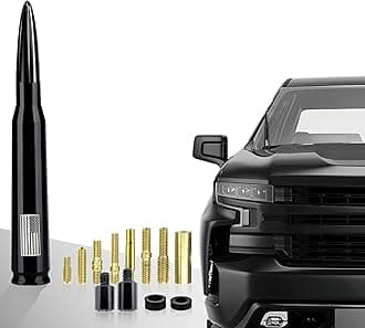 Car Truck Bullet Antenna American Flag for GM Chevy Silverado 1500 2500 3500 HD Avalanche GMC Sierra 1500 2500 3500 Denali Heavy Duty Pickup Trucks Accessories (Black)