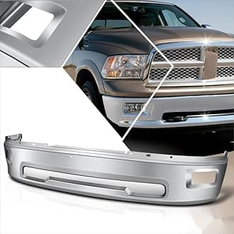 Front Bumper Compatible with 2009-2012 Dodge Ram 1500, Chrome Truck Automotive Steel Replacement Bumpers Face Bar (with Fog Light Holes) (Style B)