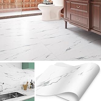 Livelynine Self Adhesive Tiles for Walls Kitchen Bathroom Washable Vinyl Floor Tiles Self Adhesive White Living Room Bedroom 60x30CM 16 Pcs Self-Adhesive Backsplash Tile Grey and White Sticky Tile