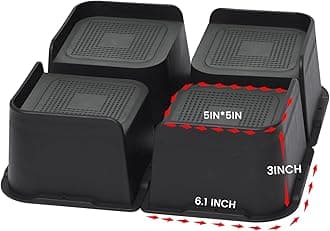 MYMULIKE Bed Risers 3 inch, Oversized Furniture Risers, Heavy-Duty Support Up to 6000 Lbs, Lift 3 inch for Couch, Sofa, Table,Chair (Black 4 Pack, 3 inch)