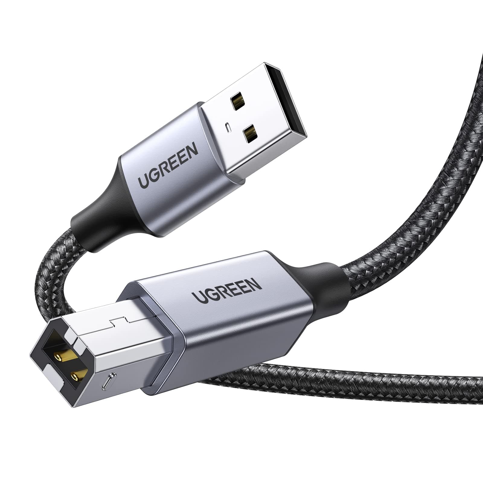 UGREEN USB A to B Printer Cable,Braided USB 2.0 Type A to USB B Male Lead,High Speed Data Cable Compatible with All USB Type B Devices Epson/HP/DeskJet/Envy/Lexmark/3D/Dell/Brother/DAC/Scanner (3M)