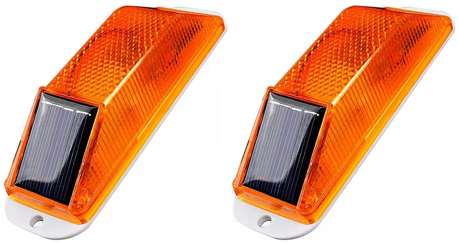 Traffic Light 2Pcs Solar Strobe Warning Light Sensitive Emergency LED Flashing Lamp Super Bright IP54 Waterproof Wireless Light Control Beacon Barricade Construction Safety Road Signs (Yellow)