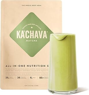 - Ka’Chava Whole Body Meal Shake Matcha 2 lb – Vegan Protein Powder with 85+ Superfoods & Greens – Plant-Based Meal Replacement with Probiotics & Digestive Enzymes – Gluten & Dairy Free (15 Servings)