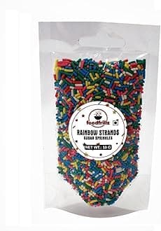 foodfrillz Rainbow Strands (Sugar Vermicelli), 50 g Sprinkles for cake decoration