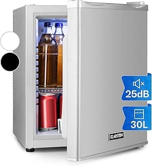KLARSTEIN Mini Fridge for Bedrooms, Food, Drinks, Beer & Skincare Fridge Cooler, 30L Table Top Fridge w/Adjustable Shelves, Quiet & Small For Home & Office