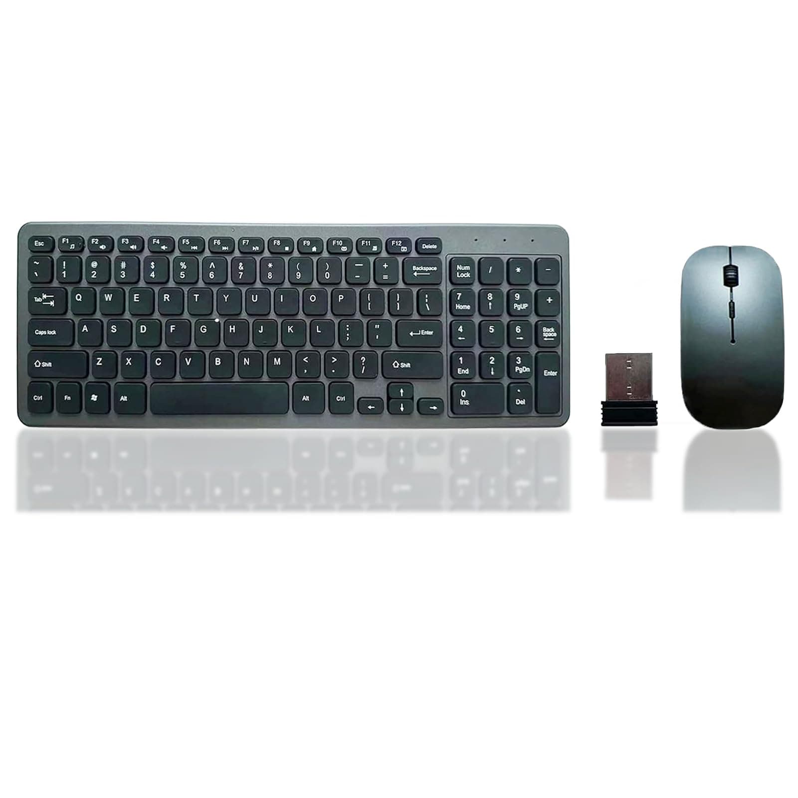 Wireless Keyboard and Mouse Combo, Compact Quiet Wireless Keyboard and Mouse Set 2.4G Ultra-Thin Sleek Design for Windows, Computer, Desktop, PC, Notebook, Laptop (Grey)
