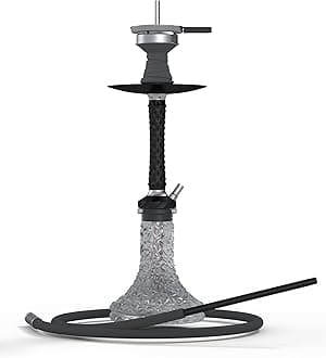 Hookah Set with Everything - 22" Aluminum Glass Hookah Set Premium Shisha Hookah Complete Set with 1 Hose, Glass Vase, Coal Holder, Black