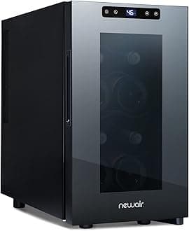 Shadow-T Series 8 Bottle Thermoelectric Wine Fridge, Countertop Wine Refrigerator, Mirrored Compact Wine Cellar, Triple-Layer Glass Door Cooler, Vibration-Free & Ultra-Quiet Cooling