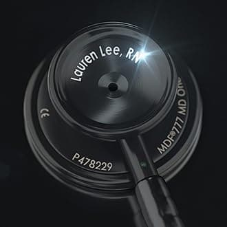 Engravable - MDF MD One Stainless Steel Personalized Custom Stethoscope, Adult, Black Tube, Black Chestpieces-Headset, MDF777BO-ENGRAVING