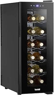 Dellonda Baridi Black 12 Bottle Wine Fridge Cooler, Super Quiet 25dB, Touch Control, LED - DH73