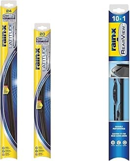 Rain-X 810162 Latitude 2-in-1 Water Repellent Wiper Blades, 24" and 20" Windshield Wipers and Rain-X 850019 Rearview 10-1 Rear Wiper Blade, 10" (Pack of 3) - Replacement Windshield Wiper Blades