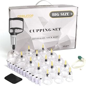 Cupping Therapy Set 16 Cups， Large Size V2.0 for Women Men Vacuum Cup for Body Muscle Back Pain Relief Massage Suck Cellulite Suction Device Cups Cupping Therapy Set