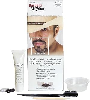 Barbers Choice Beard and Mustache Color Single Application Kit, Natural Black
