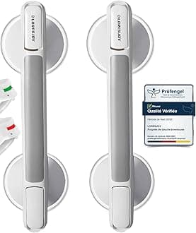 2 PCS Suction Bathroom Grab Rails, Mobility Support Safety Handle,MAX 110 KG Safety Shower Grab Bars for Seniors, Suction Grab Rails for Bathroom with Suction Cup Fitting