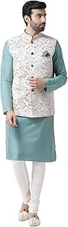 KISAHMen's Kurta Jacket Set - Traditional Indian Ethnic Wear for Men - Ideal for Weddings, Festivals & Celebrations