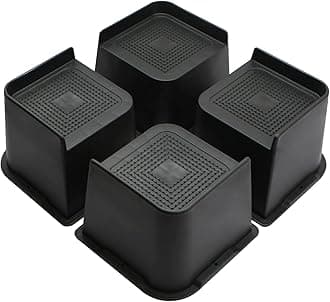 Bed Risers Heavy Duty, Oversized Furniture Risers, Support Up to 6000 Lbs, Lift 4 inch for Couch, Sofa, Table,Chair (Black 4 Pack, 4 inch)